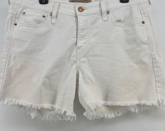 Y2K Vintage Levis 515 Womens White Denim Cut Off Shorts Sz 12 Stretch Frayed Hem