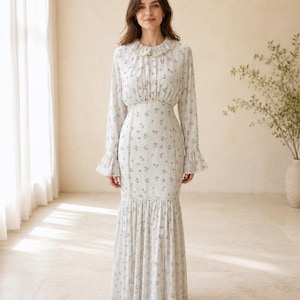 ivory color formal dress Modest White size-m-1x