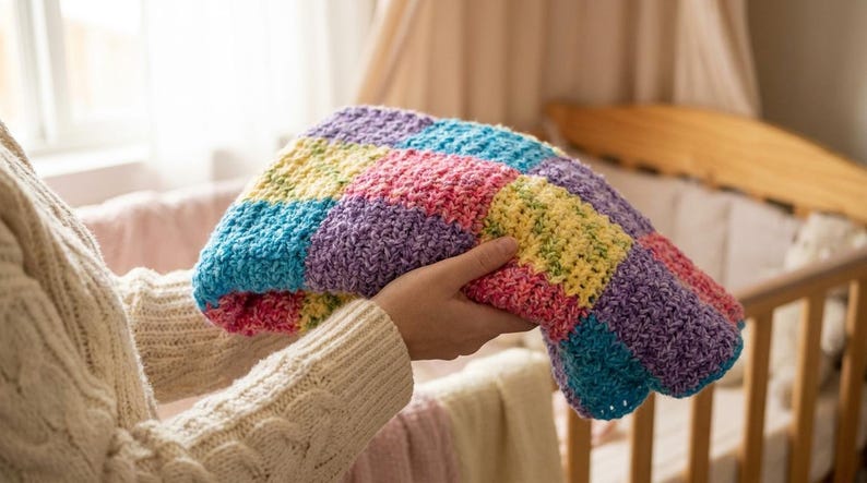 Color Block Panel Crochet Blanket Pattern, Modern Striped Afghan (PDF ...