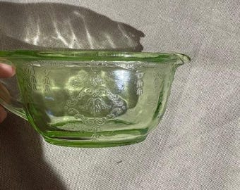 Vintage Anchor Hocking Green Uranium Glass Princess Creamer