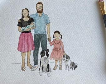 Custom Pet and Family Portrait Illustration