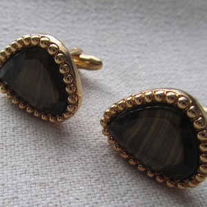 Vintage Hickok Canada brown rhinestones pair of cufflinks