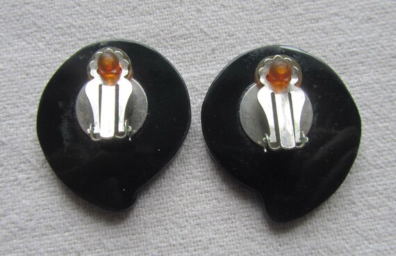 Boucles D'Oreilles Vintage Clips - Or & Perles Grises - Bijou Ancien Parfait État - Réf. 5003