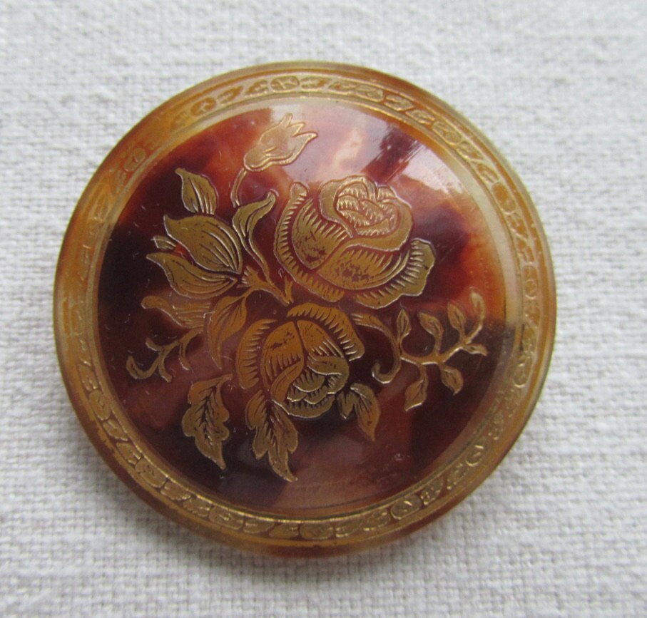 Broche Vintage Pensée En Plastique Marron Et Noir - Superbe état - Accessoire Rétro