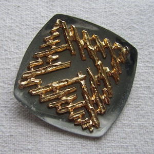 Vintage gold and silver tone brutalist brooch