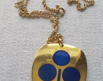 Vintage blue enamel Monique Olivier necklace