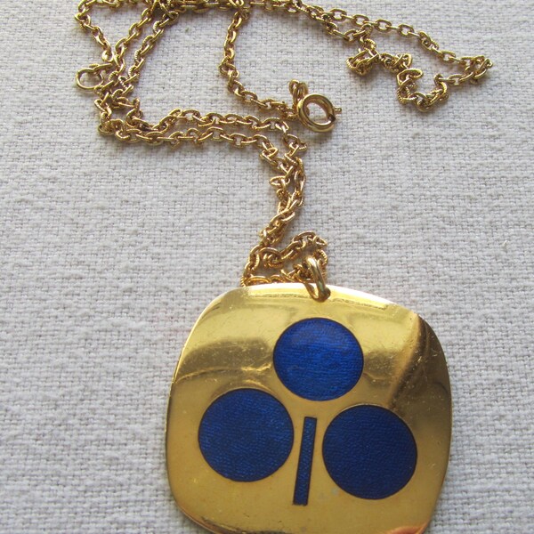 Vintage blue enamel Monique Olivier necklace