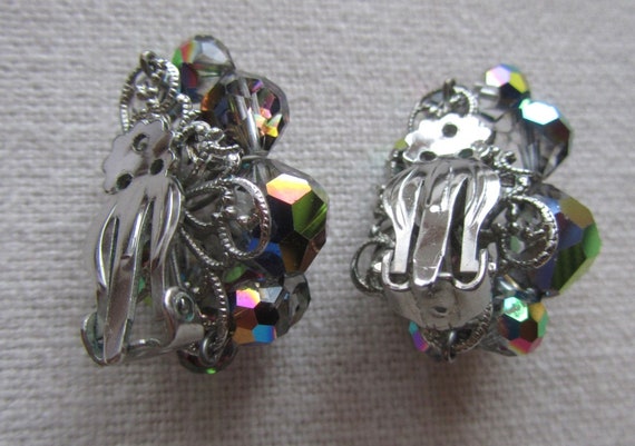 Lot Boucles D'Oreilles Vintage Clips Pince - Gris Métal Strass Argenté - Occasion