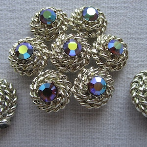 Vintage gold tone Coro set of brooch and clip on earrings with rhinestones