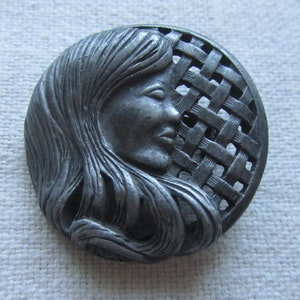 Vintage pewter Torino girl brooch