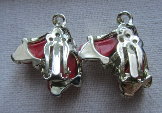 Boucles D'Oreille Clips En Plastique Rouge - Modèle 2232, Jamais Portées