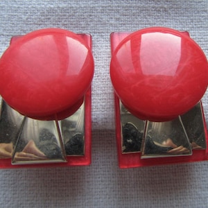 Vintage orange plastic oversize clip on earrings