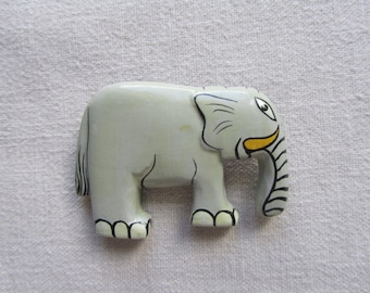 Vintage painted wood elephant brooch