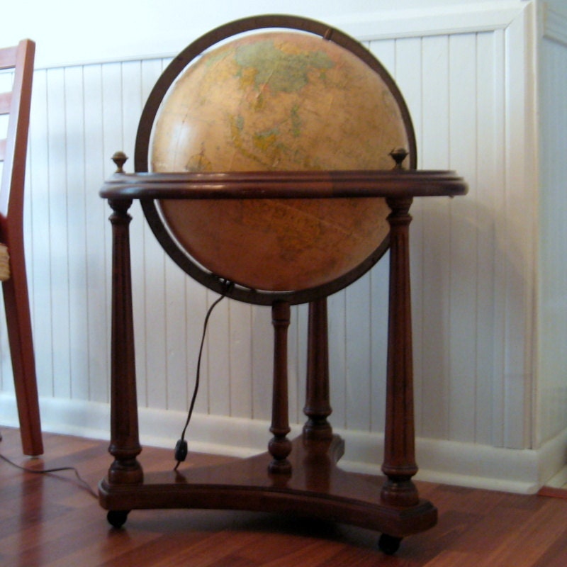 Vintage Lighted Replogle 16 Heirloom Globe with Brandt Etsy