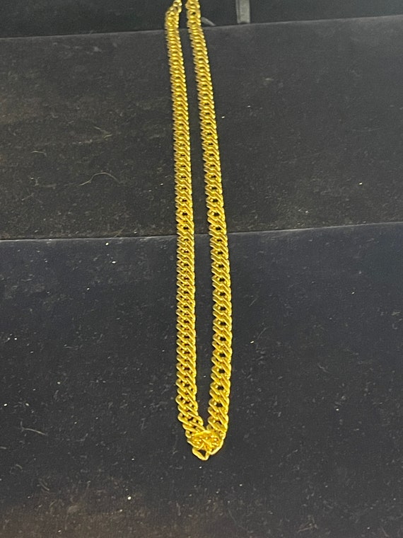 Napier Long Chain Necklace, Gold Tone Metal, Lobs… - image 1