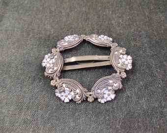 Antique Sterling Enamel Belt Buckle, Unique, Dated 1895, Art Nouveau