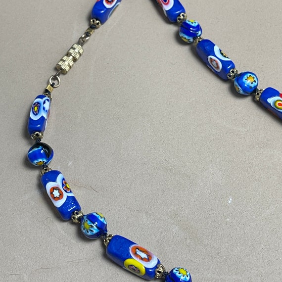 Murano Glass Beaded Necklace, Rectangular Cubes a… - image 4