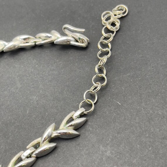 Silver Tone Link Necklace, Unsigned, Hook Clasp, … - image 2