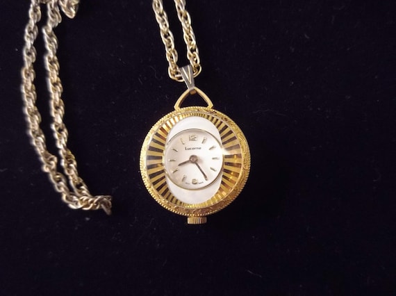 Lucerne Ladies Pendant Watch, Gold Tone, Pretty Watch Face  display picture 3