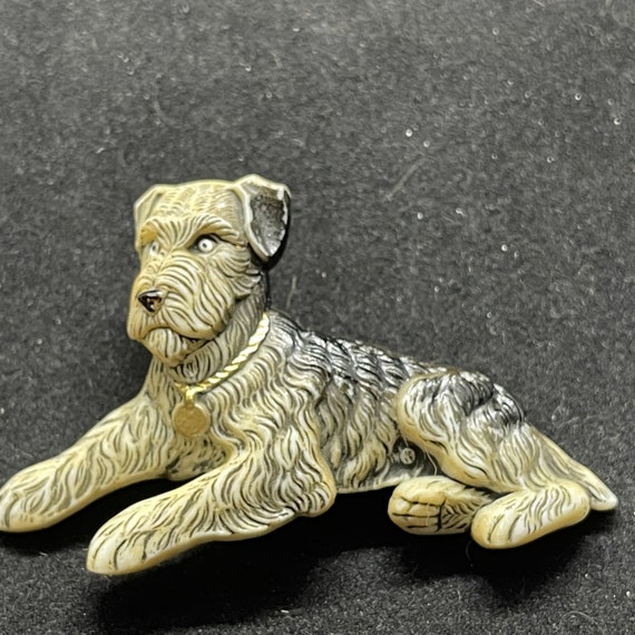 Celluloid Dog Brooch, Unsigned, C Clasp, Antique - image 1