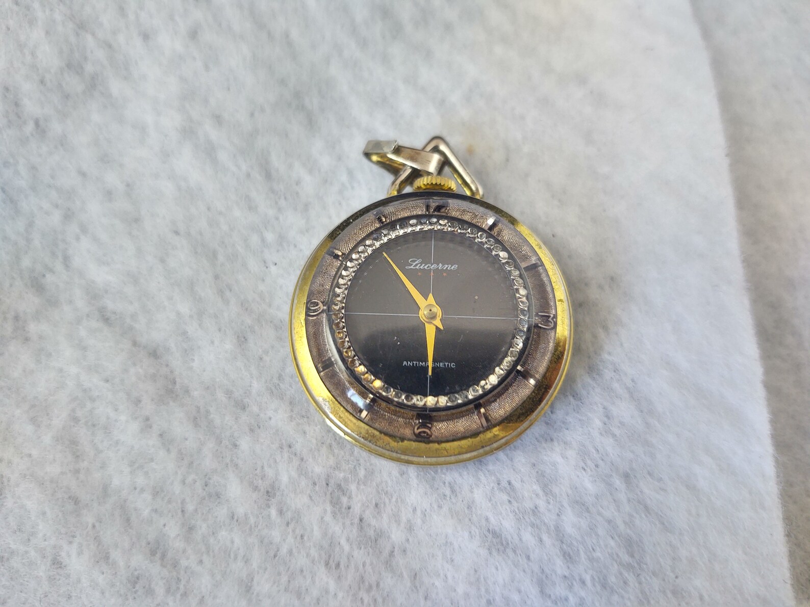 Lucerne Pocket Watch Pendant Gold Tone Navy Blue Face - Etsy