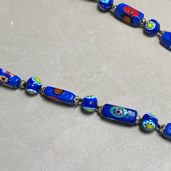 Murano Glass Beaded Necklace, Rectangular Cubes a… - image 3