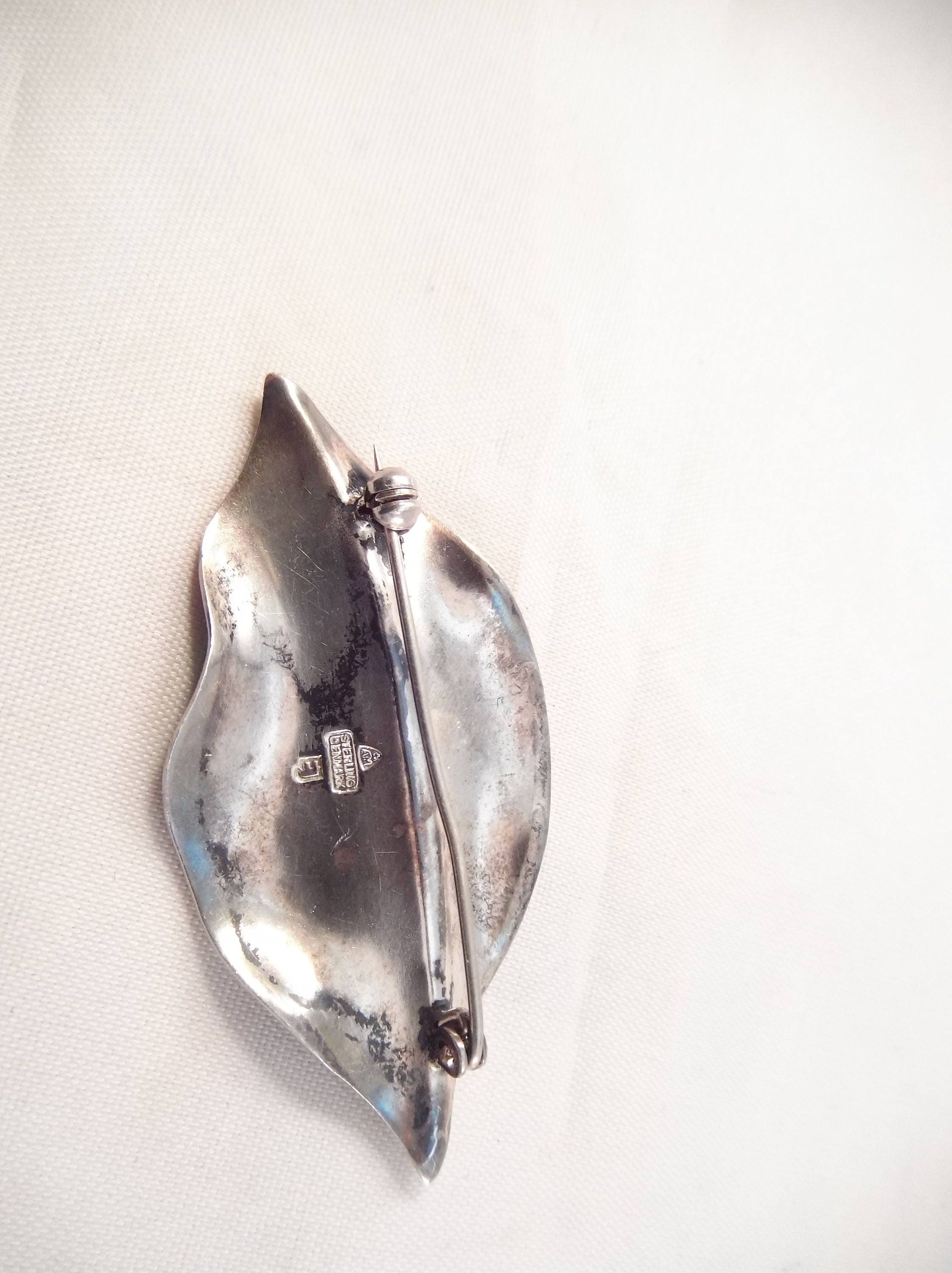 Sterling Silver Enamel Leaf Brooch Signed Denmark Anton Etsy Singapore