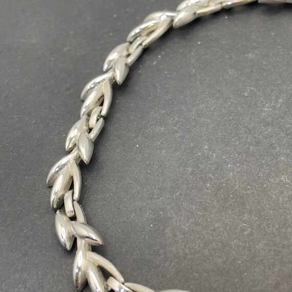 Silver Tone Link Necklace, Unsigned, Hook Clasp, … - image 3