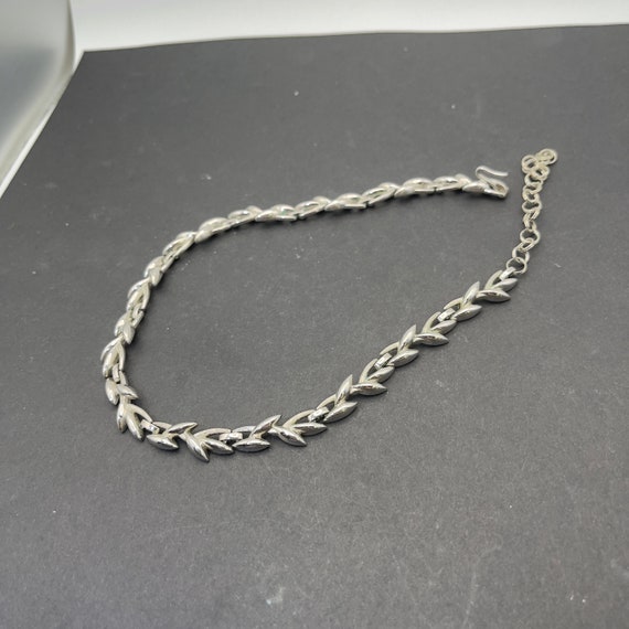 Silver Tone Link Necklace, Unsigned, Hook Clasp, … - image 1