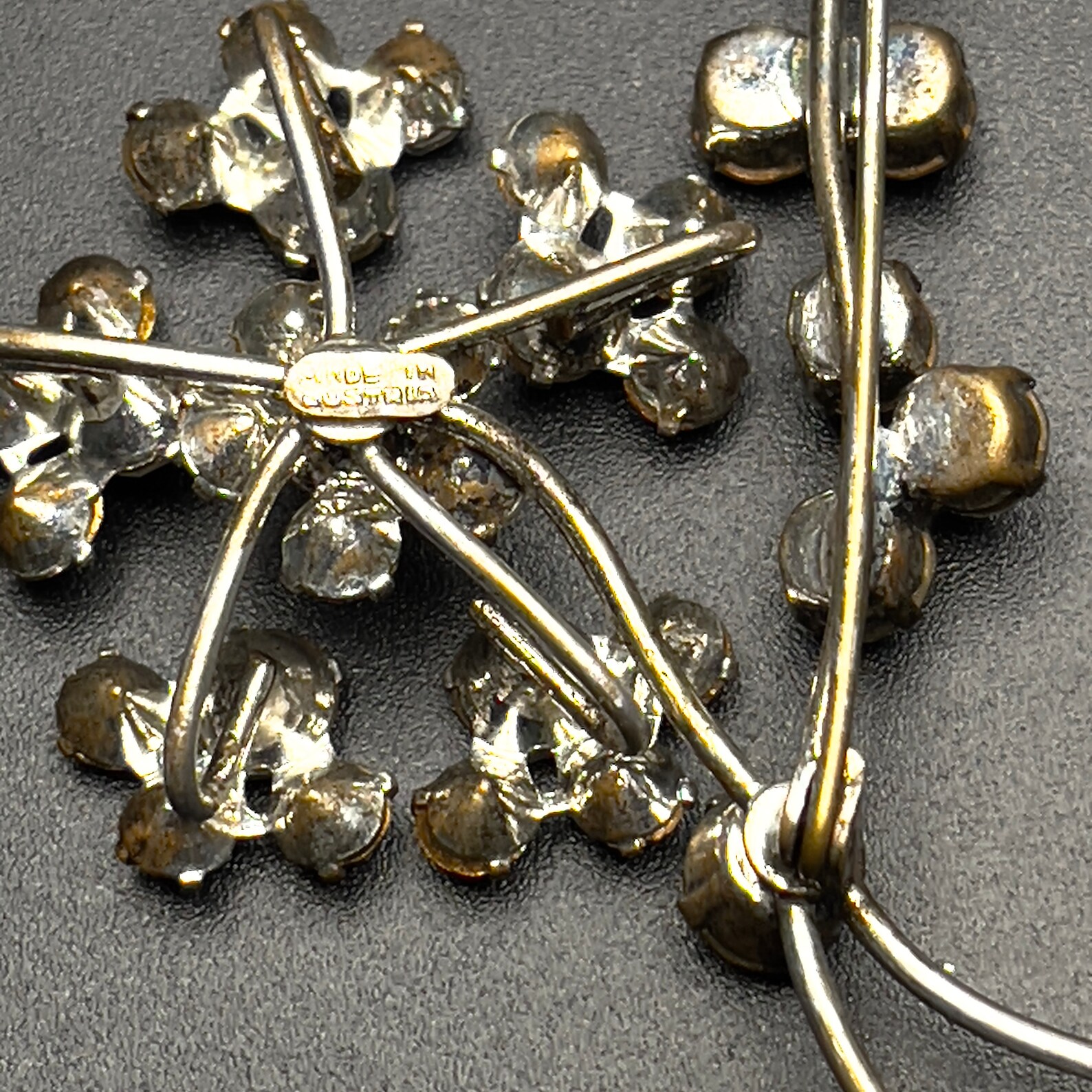 Floral Brooch Made in Austria Clear Rhinestones Prong Set in Etsy