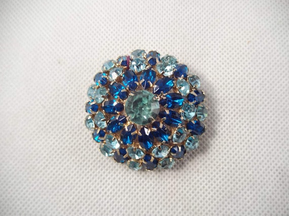 Shades of Blue PIn (brooch), Round,  Domed, Baby … - image 2