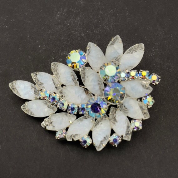 Likely Juliana Light Blue Leaf Pin with Round AB … - image 3
