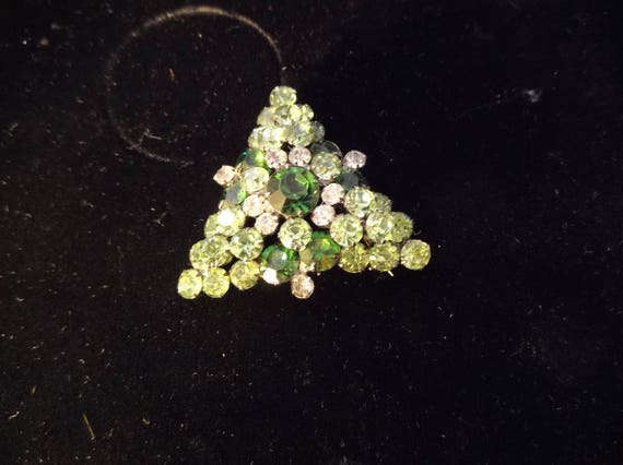 Gorgeous Shades of Green Triangle Layered Rhinesto