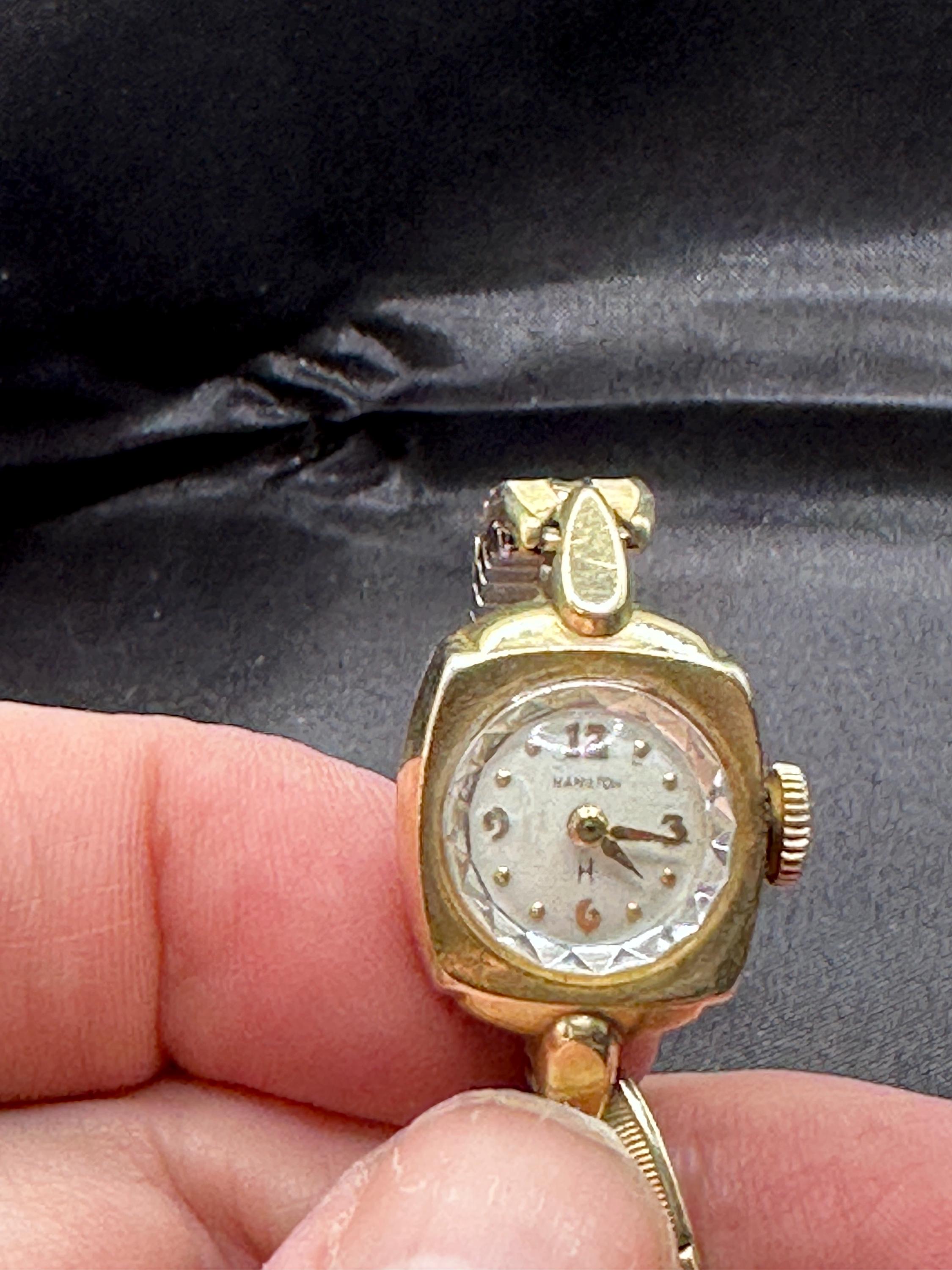 Ladies Hamilton Mechanical Wrist Watch, 10K Gold Plate Fob  display picture 1