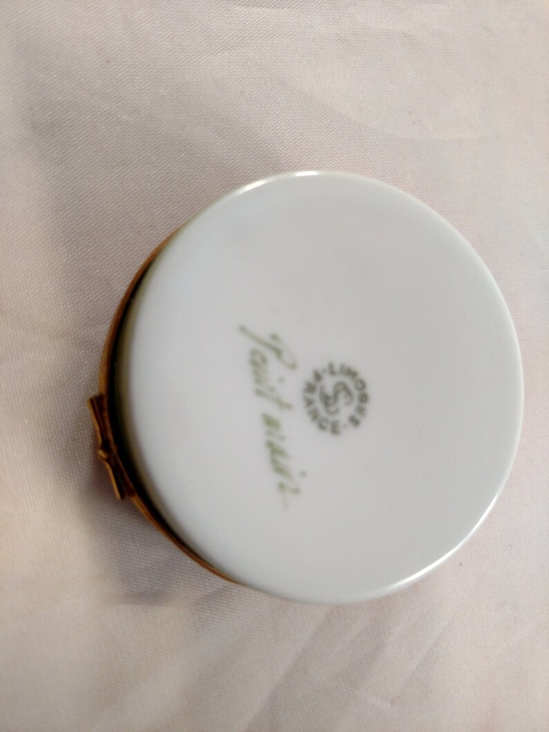 Limoges France Trinket Box Round Hinged Hand Painted Etsy