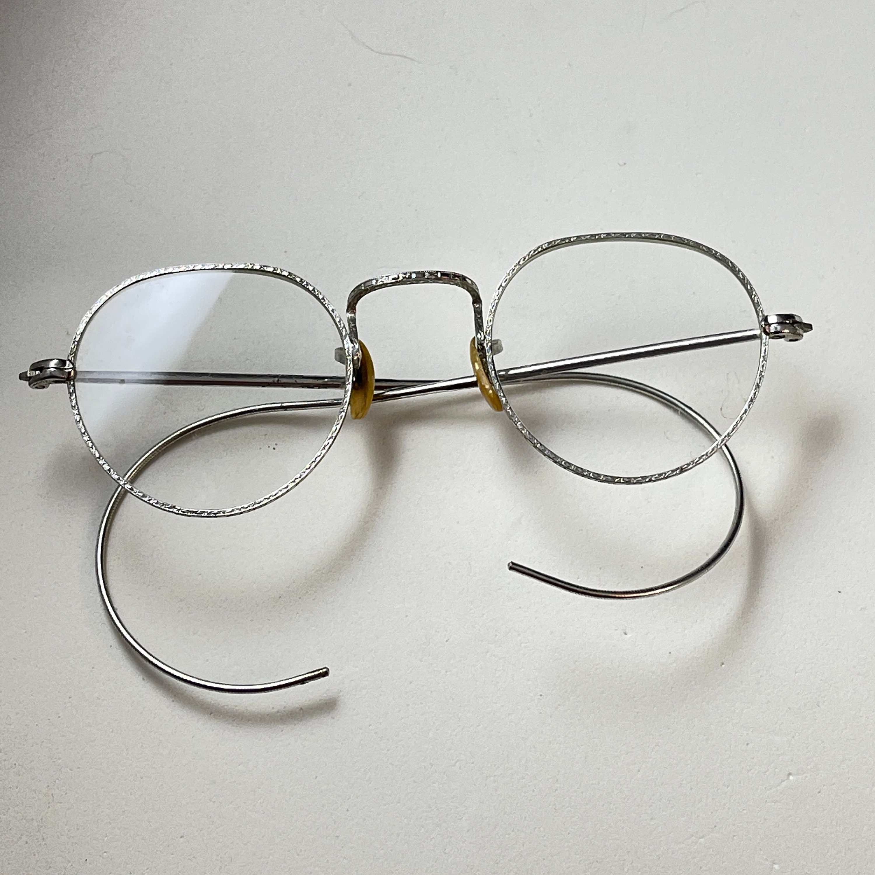 Silver Tone Vintage Eyeglasses Curled Temple Ends Antique   Etsy
