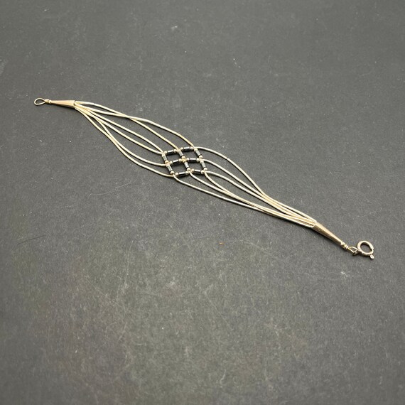 Liquid Silver Bracelet with Sterling Silver Findings Woven Pattern 7 x 1 Inches 6 Strands