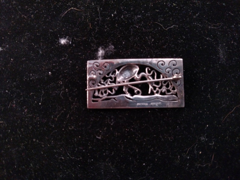 German Sterling Marcasite Brooch with Stork or Egret