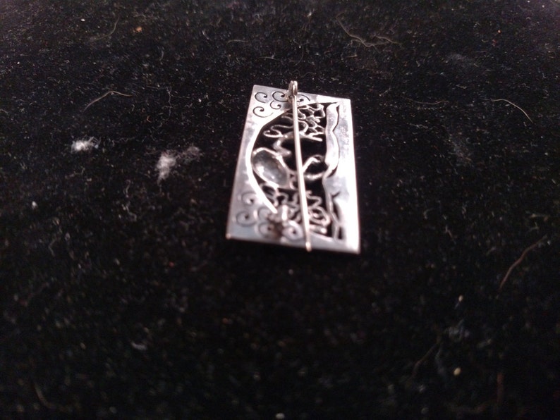German Sterling Marcasite Brooch with Stork or Egret