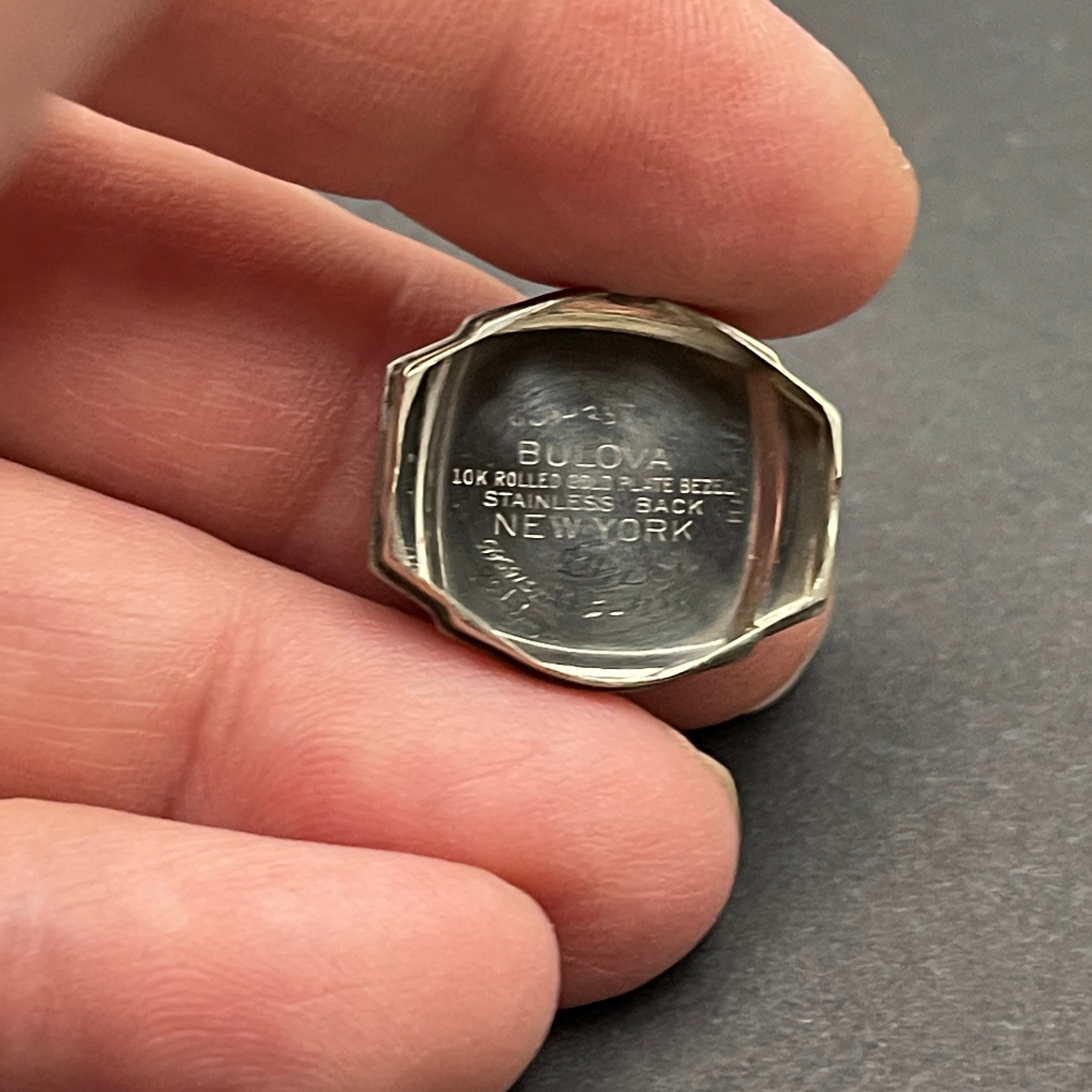 Vintage M3 SWISS BULOVA Watch Genuine 10 KT Karat Rolled white Gold Plate plated BULOVA 10K Rolled White Gold Plate, MECHANICAL Watch  main image 2