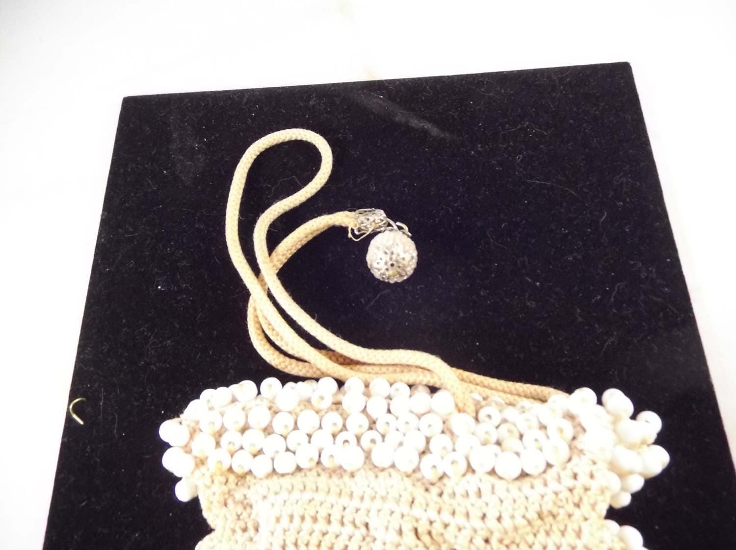 Beaded Reticule, White Beads, Crocheted, Some Staining - Etsy