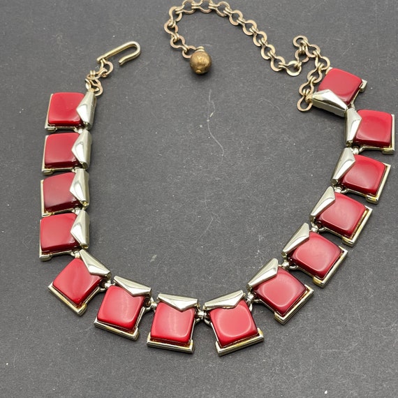 Charel Red Thermoset Jewelry Set, Necklace and Br… - image 9