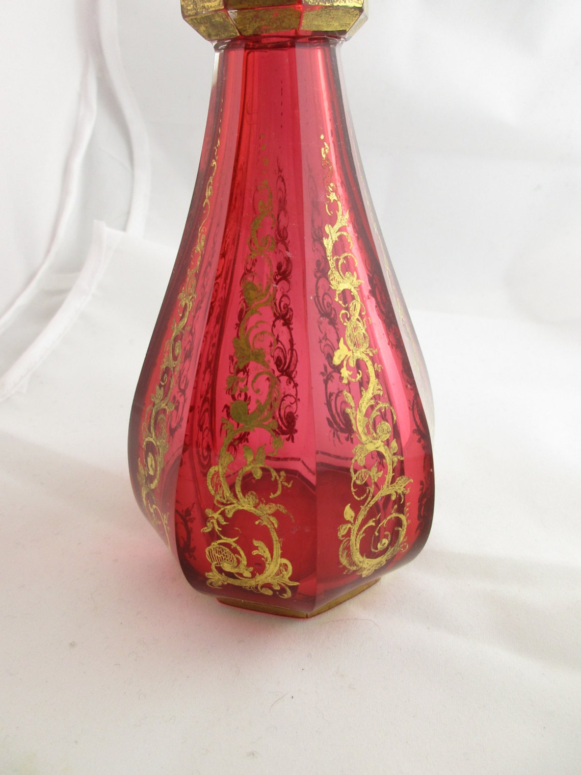 Antique Decanter Circa 1840 Ruby Red and Gold Detailing Etsy