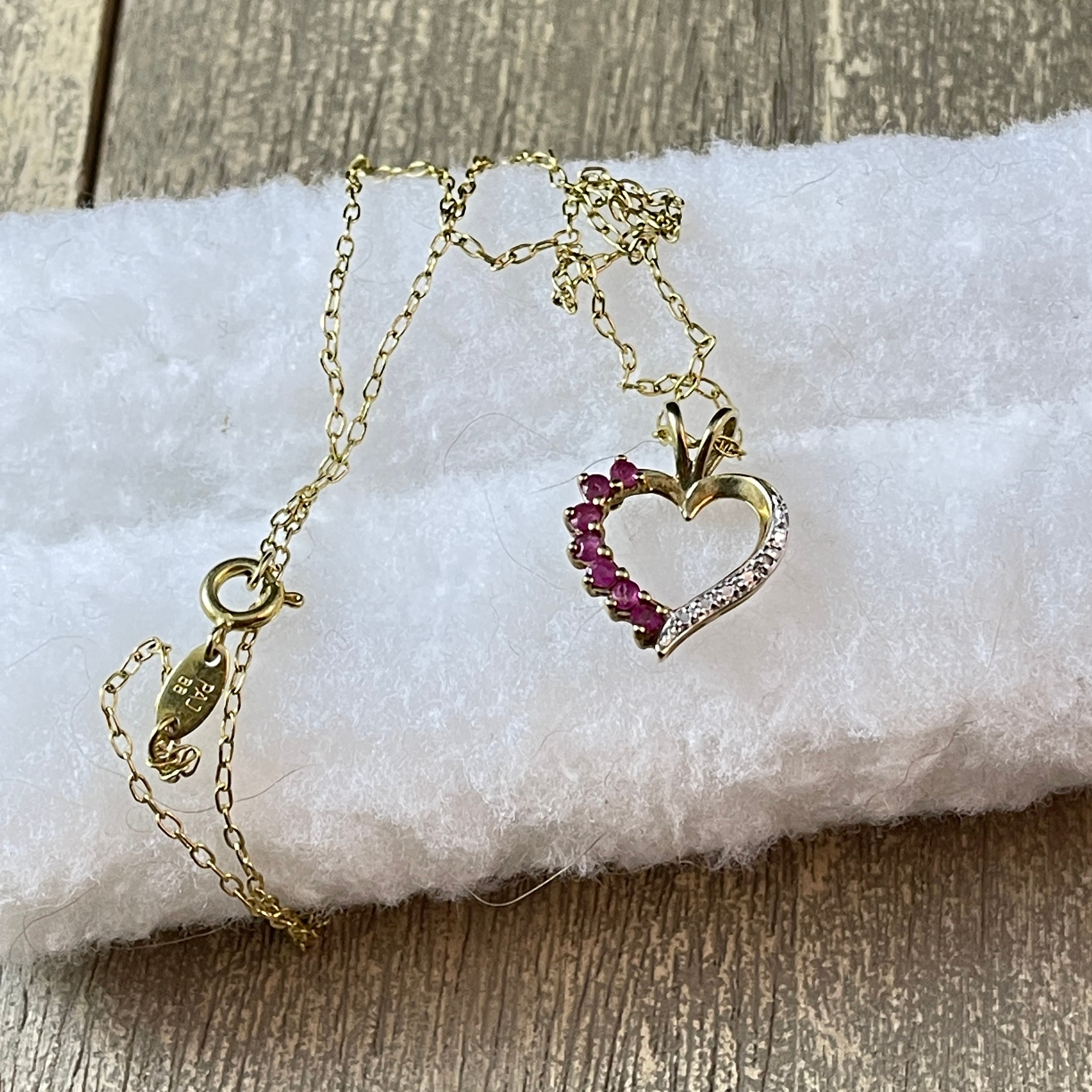 STERLING Silver, Gold Plated Heart Necklace With Czs and