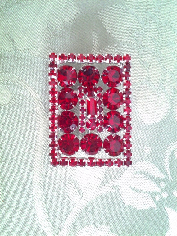 Kramer Red Rhinestone Rectangle, Stunning