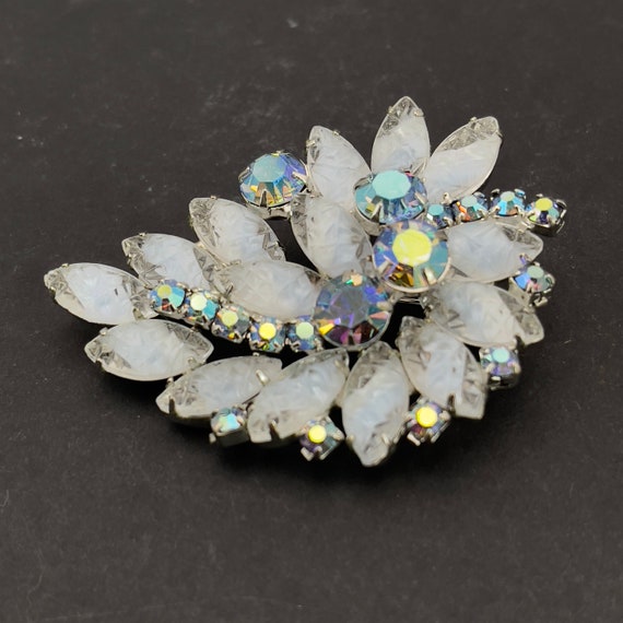 Likely Juliana Light Blue Leaf Pin with Round AB … - image 1