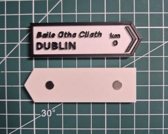 Custom Irish Road Sign Magnet | Bilingual Gaelic Destination (3D Printed)
