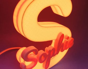 Custom Cursive Name Night Light | 3D Printed LED Desk Lamp (USB-C)