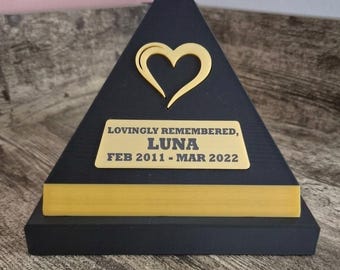 Personalized Pet Memorial Urn, Custom Engraved Keepsake, Matte Black Gold (3D Printed)