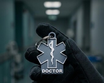 Personalized Star of Life Keychain, Custom Medical Profession Keyring, Nurse Doctor Paramedic EMT Gift, Custom Name or Job Title